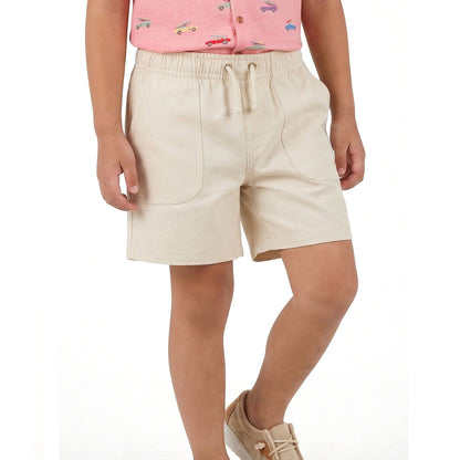 Textured Beige Linen Shorts