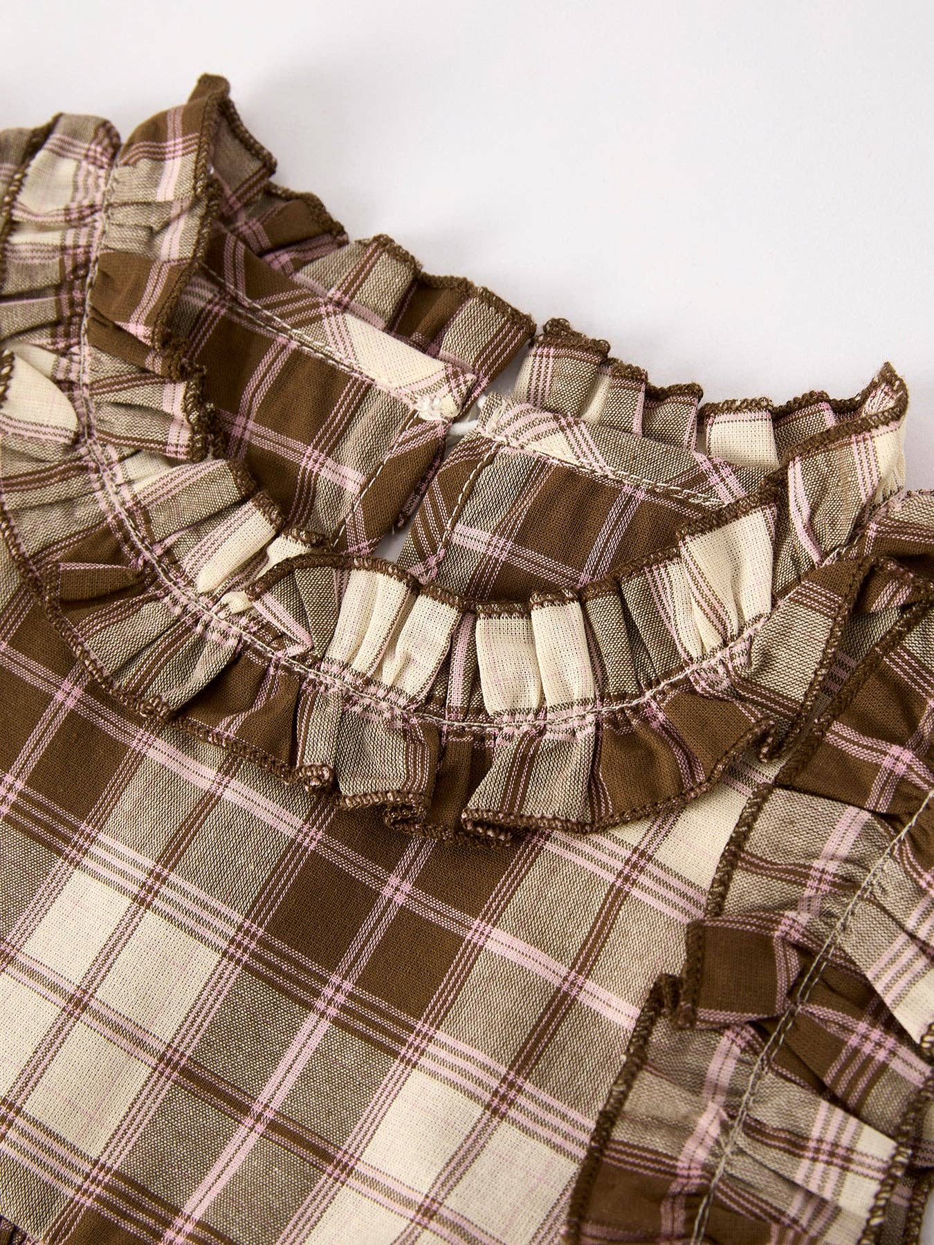 Coffee Pink Plaid Set