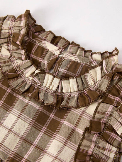 Coffee Pink Plaid Set