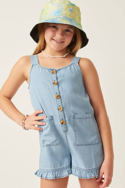 Ruffle Hem Chambray Jumper