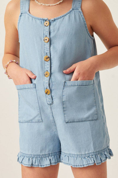 Ruffle Hem Chambray Jumper