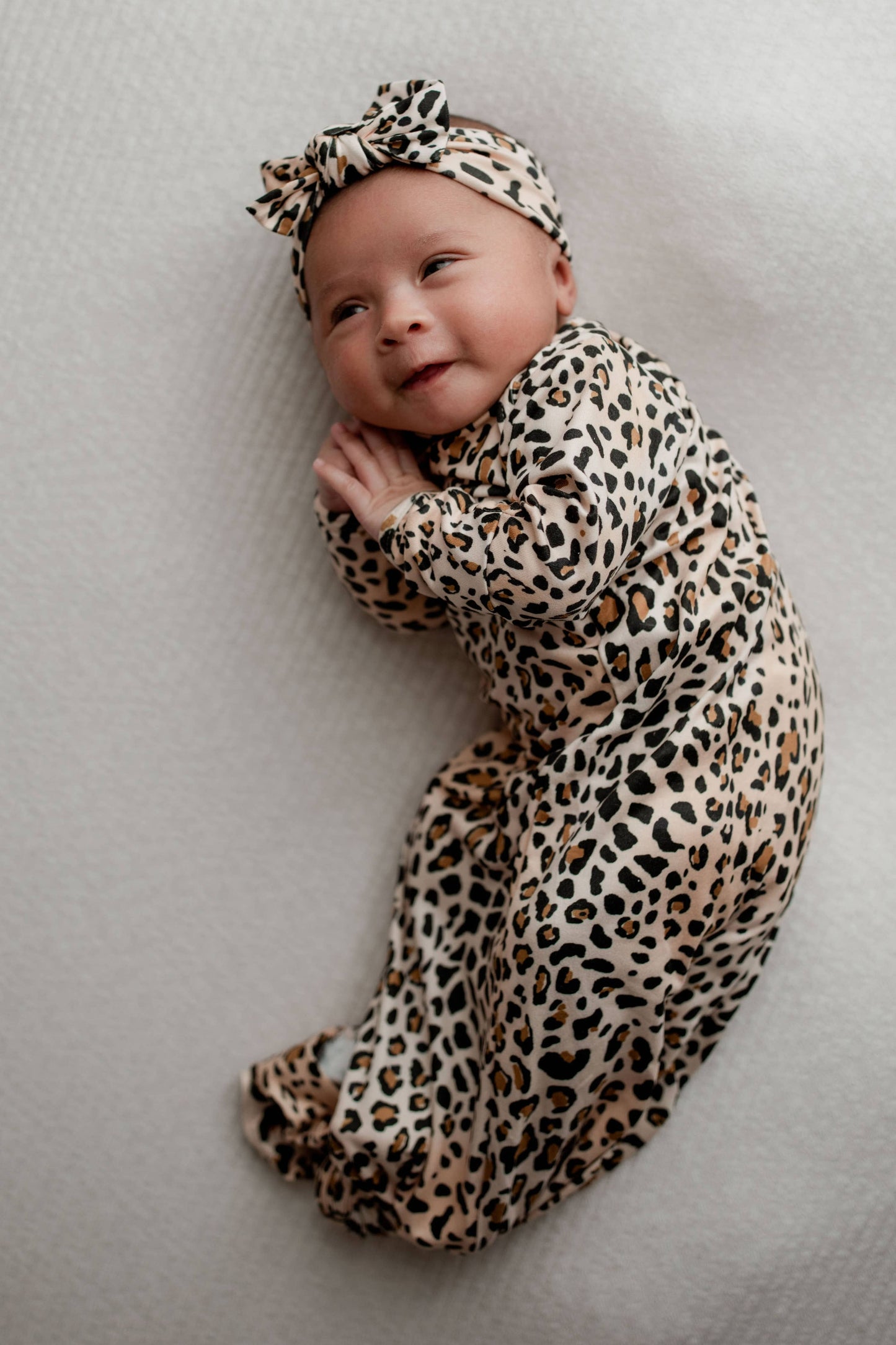 Leopard Knotted Gown and Hat