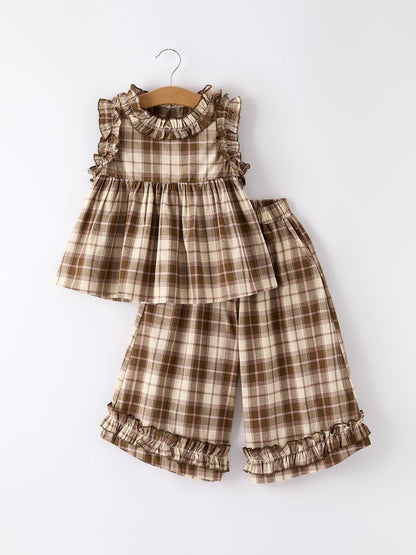 Coffee Pink Plaid Set