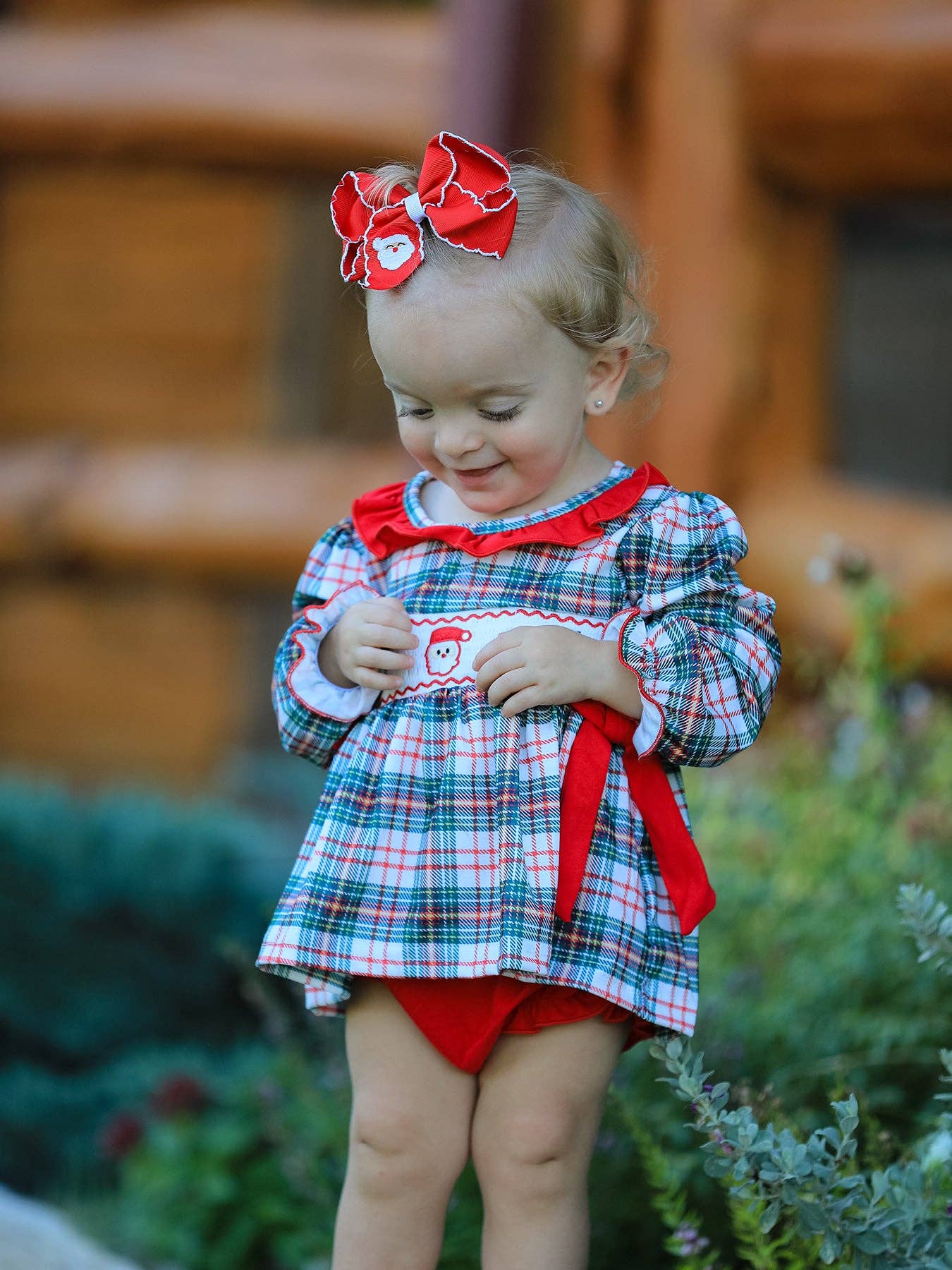 Christmas Plaid Smocked Set