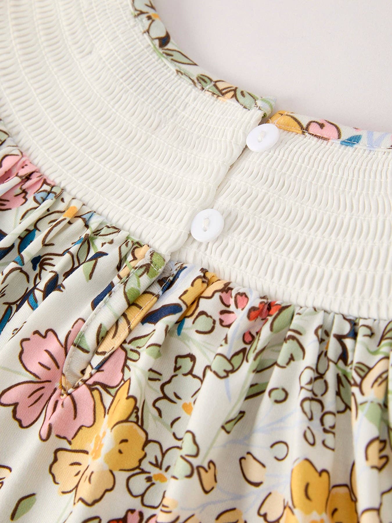 Fall Embroidery Smocking Bow Floral Leaf Dress